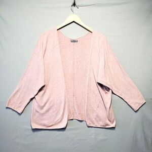 Made in‎ Italy Cardigan Sweater Womens 6 Pastel Pink Angora Wool Open Front Soft